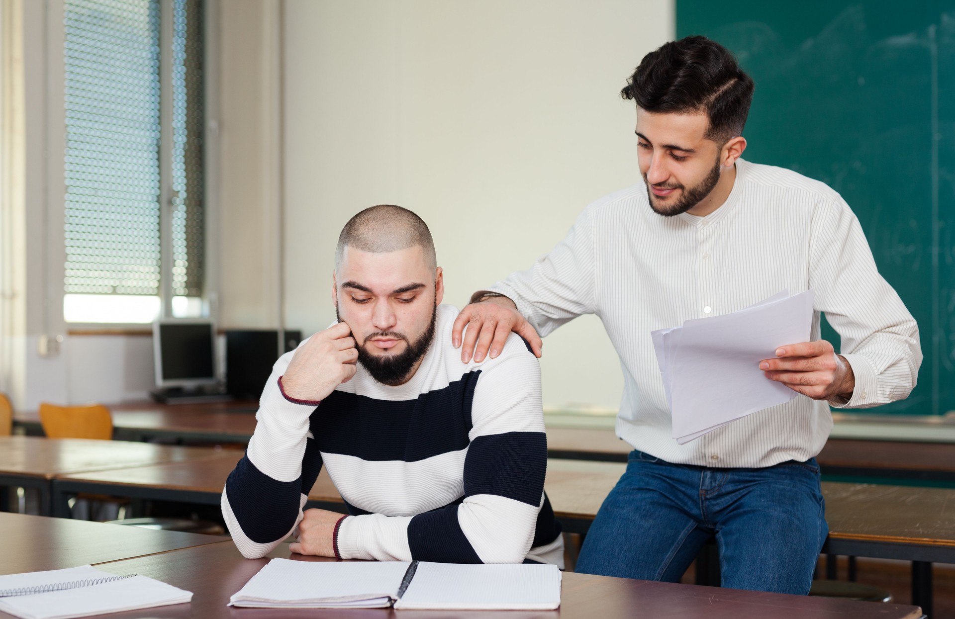 Male student having difficulties with studies